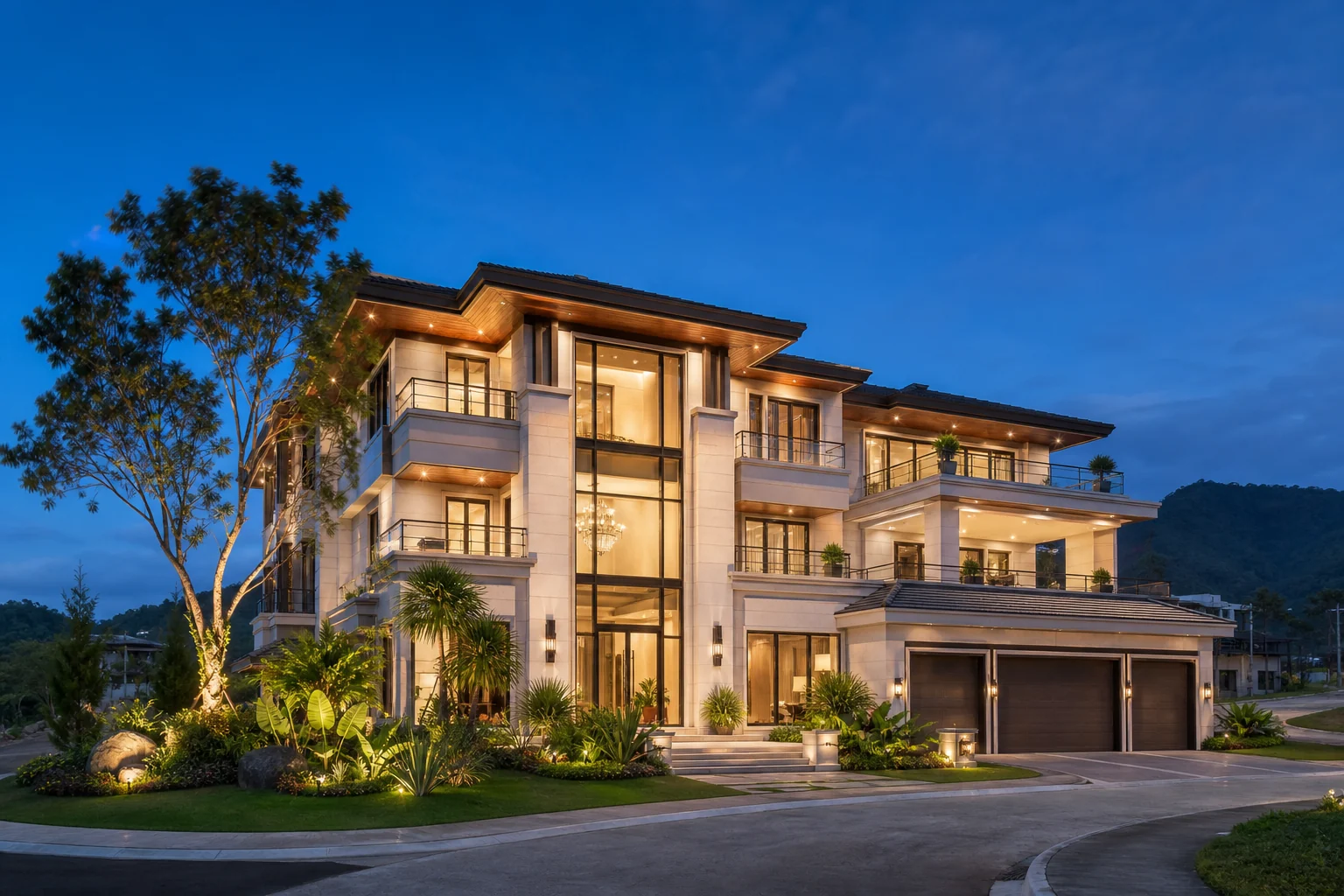 The Cielo grand multigenerational residence at blue hour