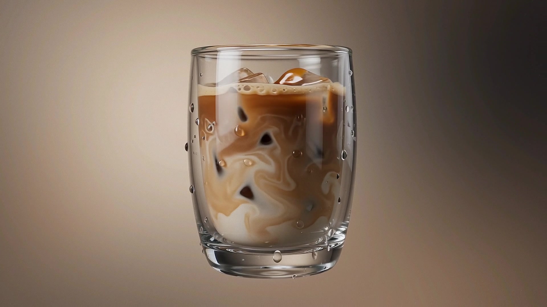 Finished iced caramel coffee in a clear glass