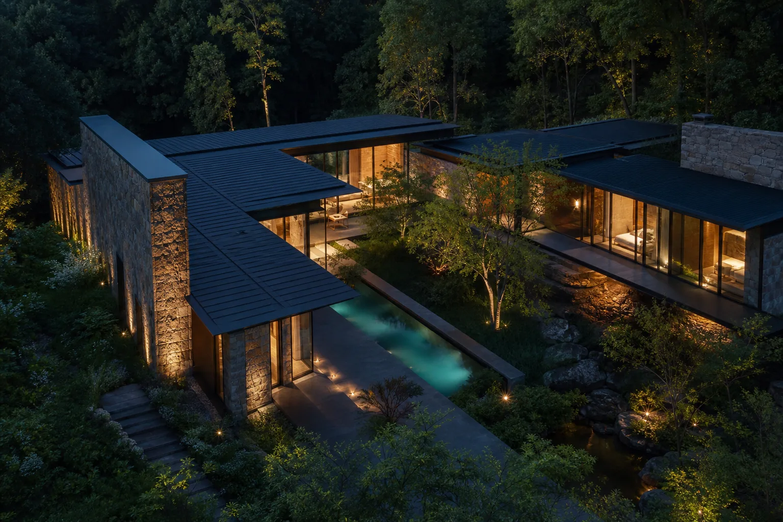 Courtyard residence viewed from above